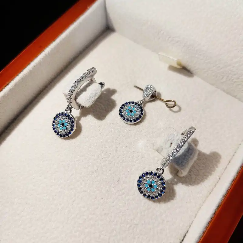 نیم ست نقره زنانه جی تی ای مدل چشم نظر