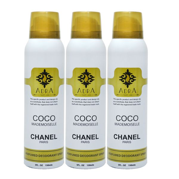 اسپری خوشبو کننده بدن زنانه آدرا مدل coco chanel حجم 150میلی لیتر مجموعه 3 عددی