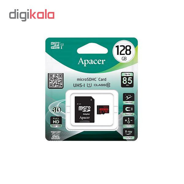 کارت حافظه microSDHC اپیسر مدل IPM کلاس 10 استاندارد UHS-I U1 سرعت 85MBps ظرفیت 128 گیگابایت به همراه آداپتور SD