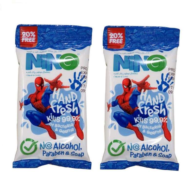 دستمال مرطوب نینو طرح Spider Man مجموعه 2 عددی