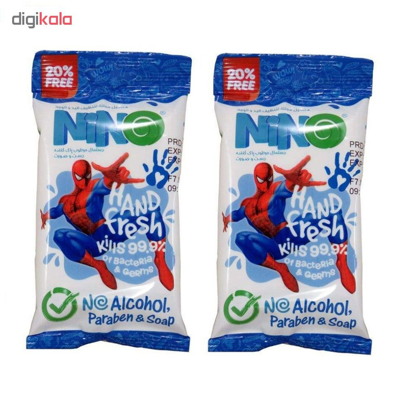دستمال مرطوب نینو طرح Spider Man مجموعه 2 عددی