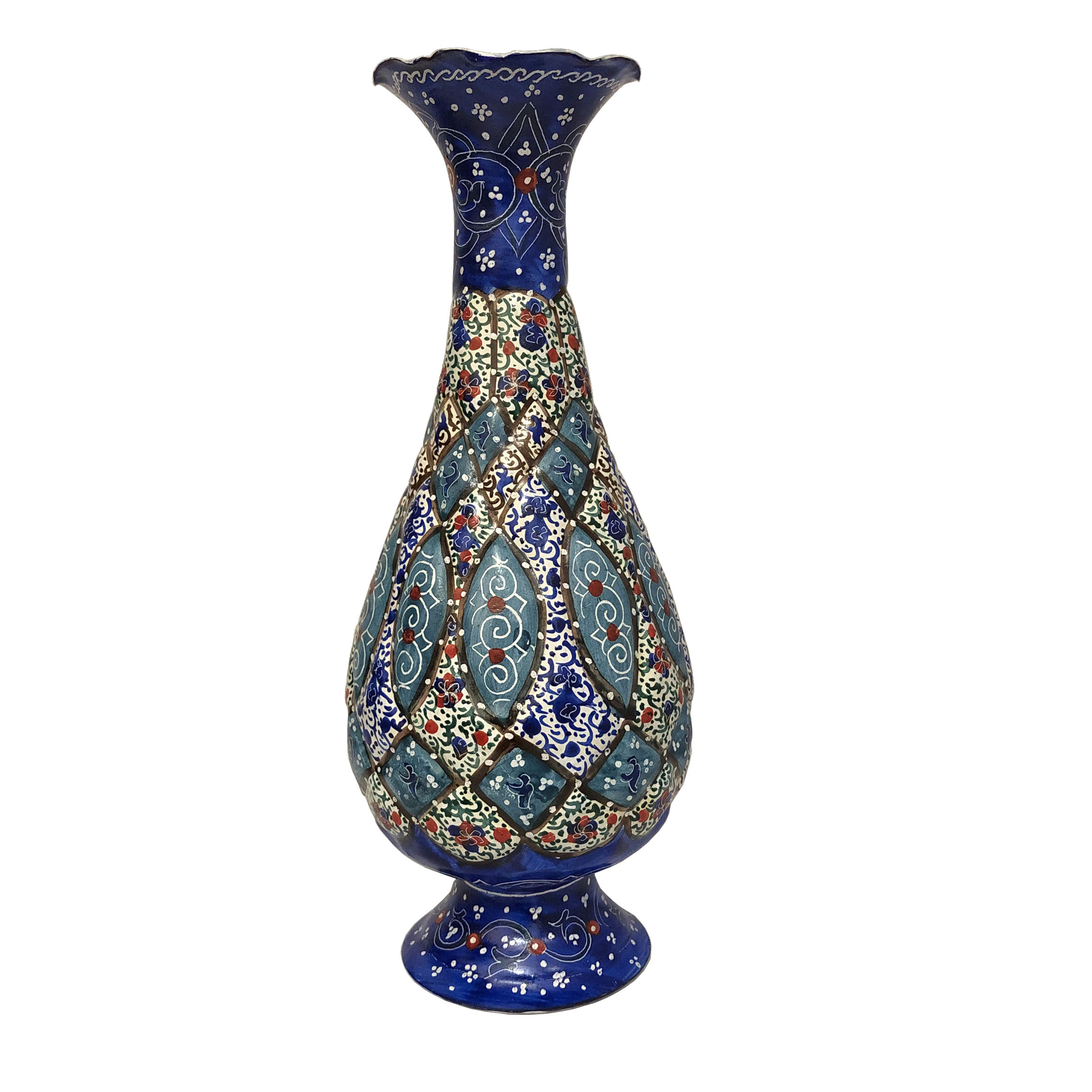 گلدان میناکاری مسی طرح اسلیمی کد 555 