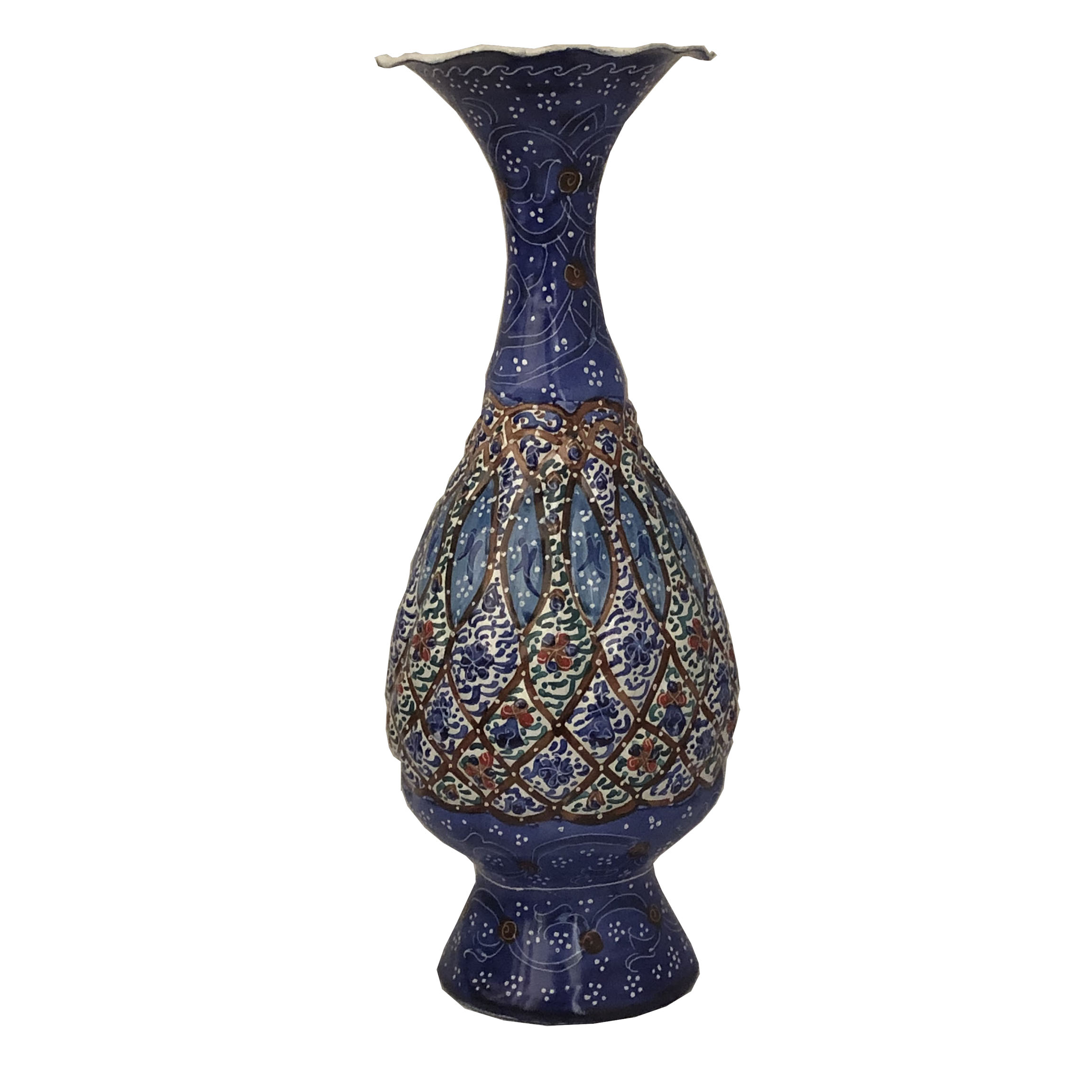 گلدان میناکاری مسی طرح اسلیمی کد 7538