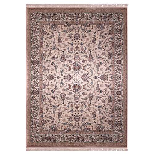 فرش ماشینی زمرد مشهد طرح افشان رنگ کرم