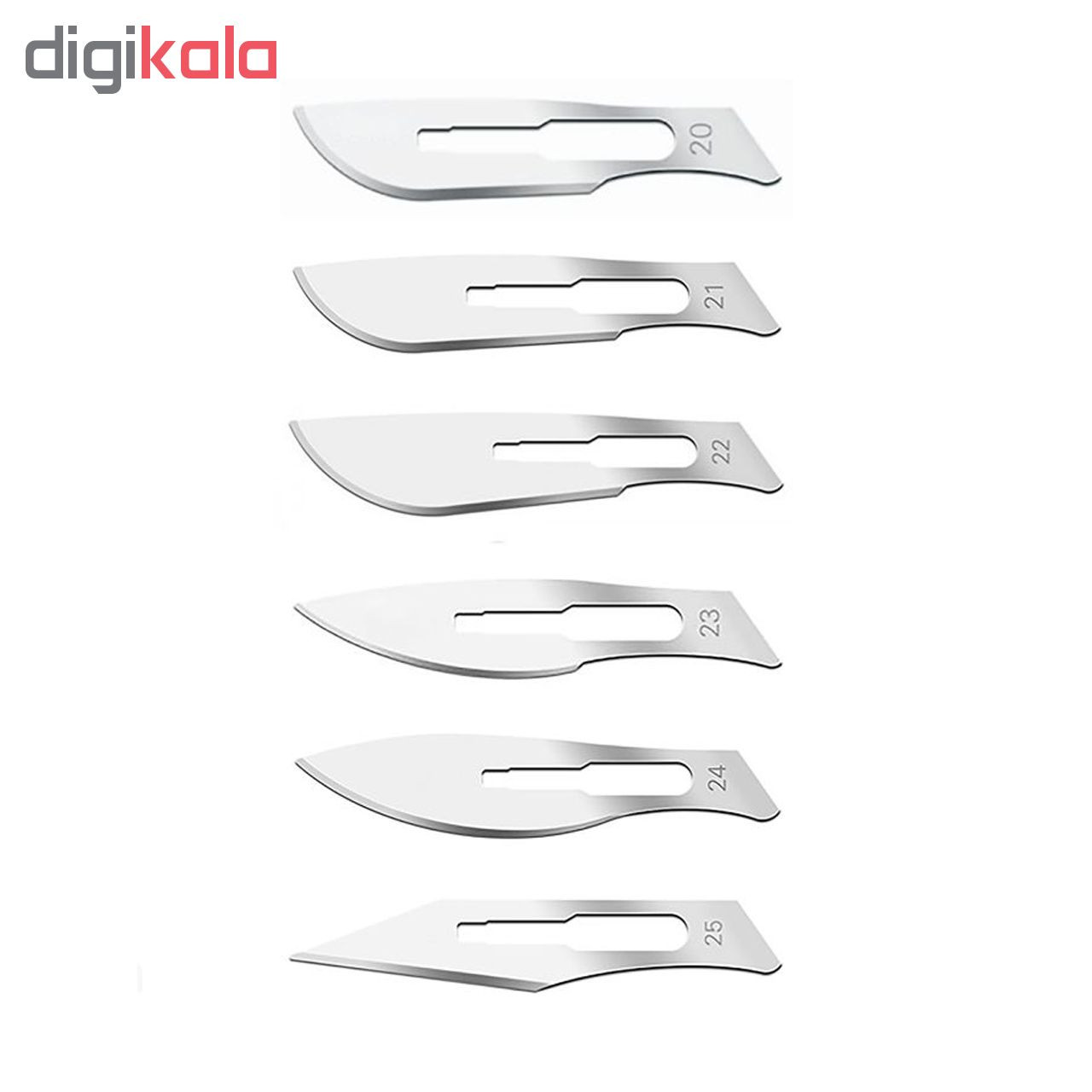 دسته تیغ جراحی شماره 4 مدل MFN09631 به همراه تیغ استریل هایکو مدل SKJ0069 مجموعه 6 عددی