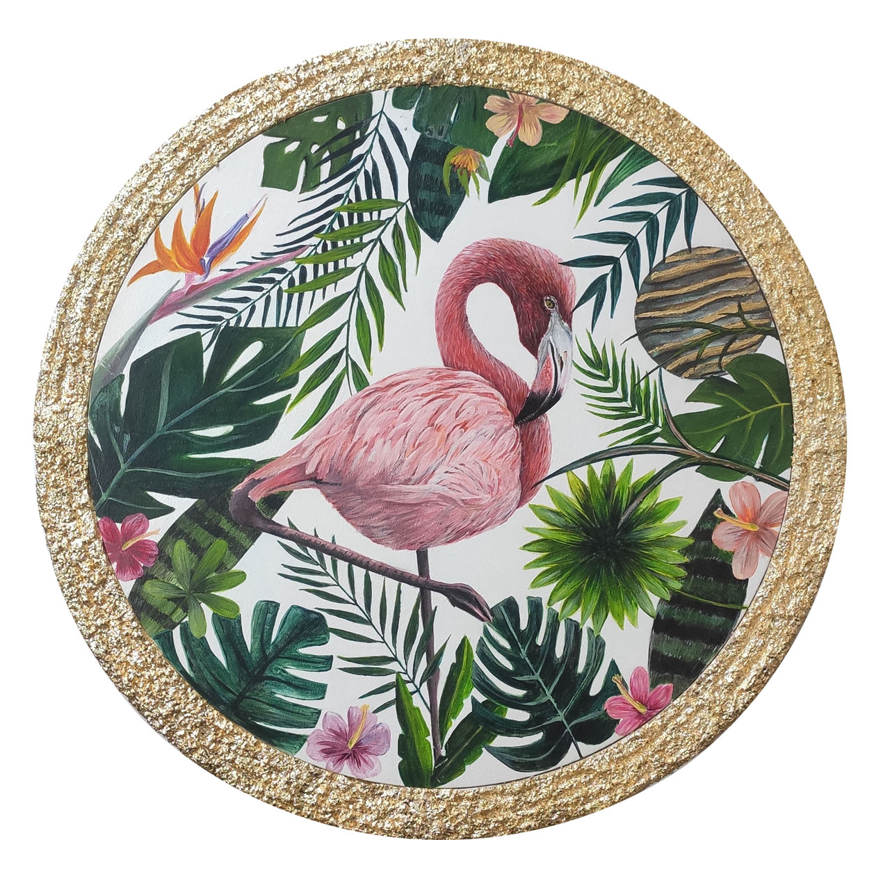 تابلو نقاشی رنگ اکرولیک طرح فلامینگو