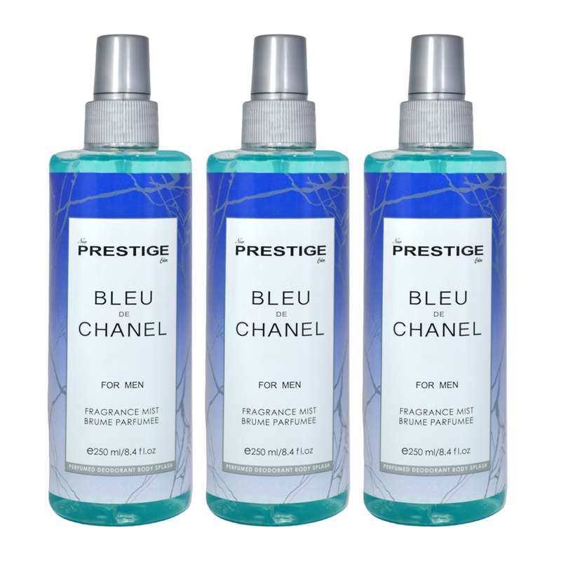 بادی اسپلش مردانه پرستیژ مدل Blue De Chanel حجم 250 میلی لیتر مجموعه 3 عددی