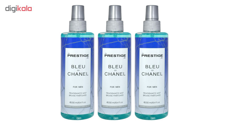 بادی اسپلش مردانه پرستیژ مدل Blue De Chanel حجم 250 میلی لیتر مجموعه 3 عددی