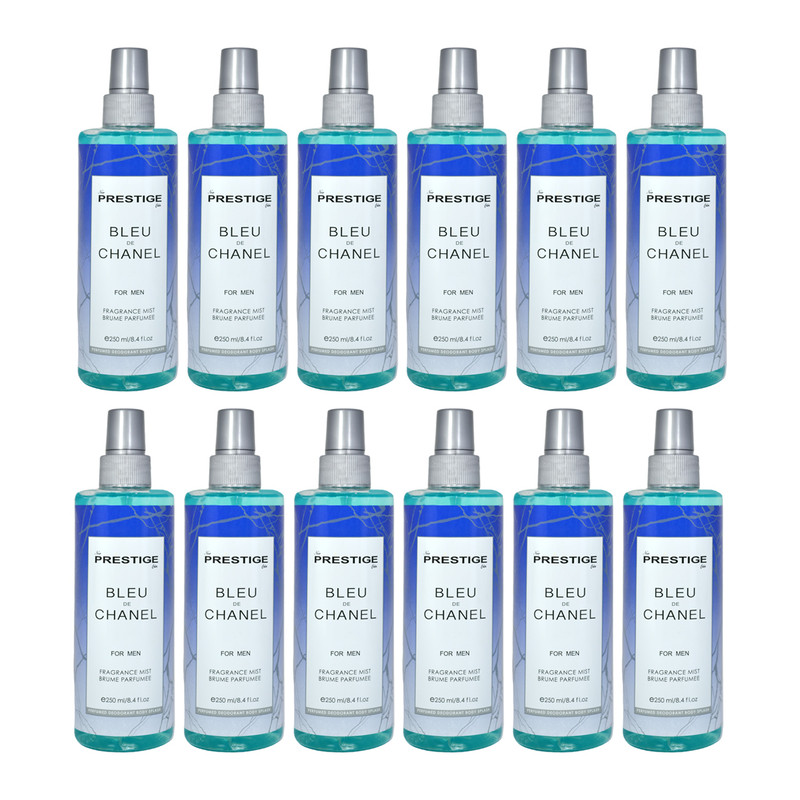 بادی اسپلش مردانه پرستیژ مدل Blue De Chanel حجم 250 میلی لیتر مجموعه 12 عددی