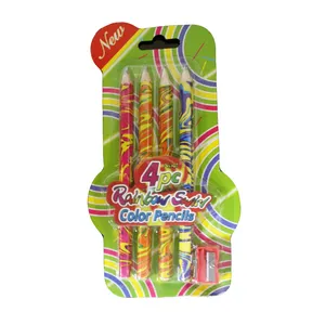 مداد رنگی مدل rainbow swirl بسته 4 عددی به همراه تراش