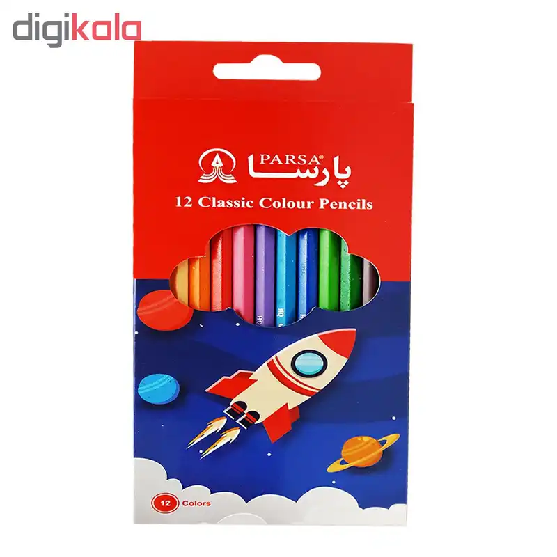 مداد رنگی 12 رنگ پارسا طرح فضانورد کد 110713