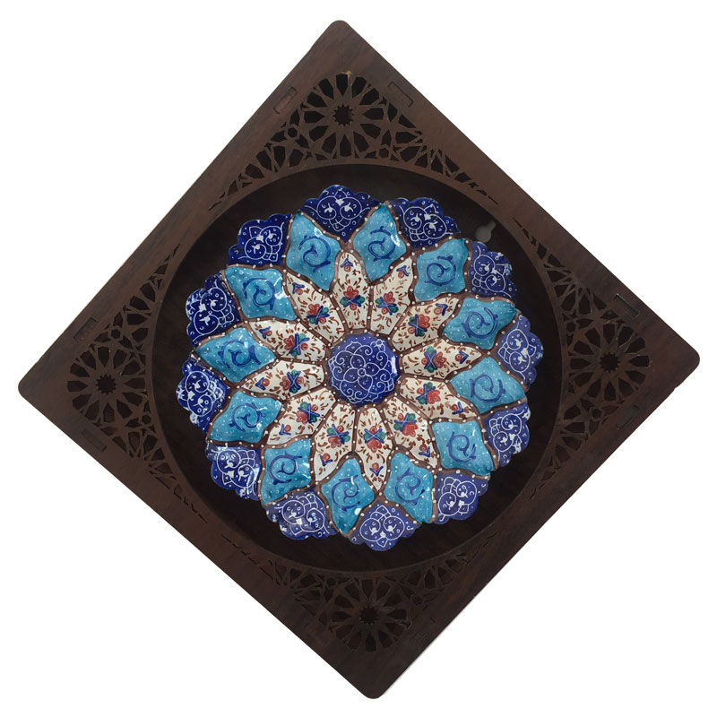 بشقاب میناکاری طرح اسلیمی مدل S1008