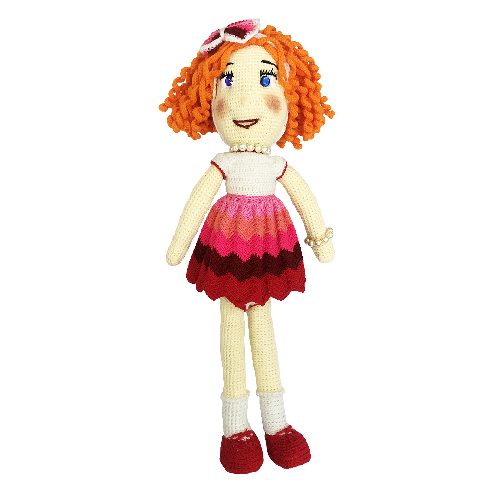عروسک بافتنی طرح دختر مو فرفری کد 109