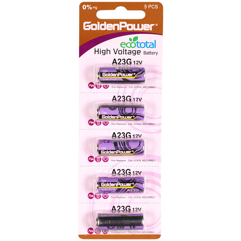 باتری 23A گلدن پاور مدل Eco Total Alkaline G بسته 5 عددی
