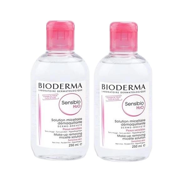 محلول پاک کننده آرایش بایودرما مدل Sensibio H2O حجم 250 میلی لیتر مجموعه 2 عددی