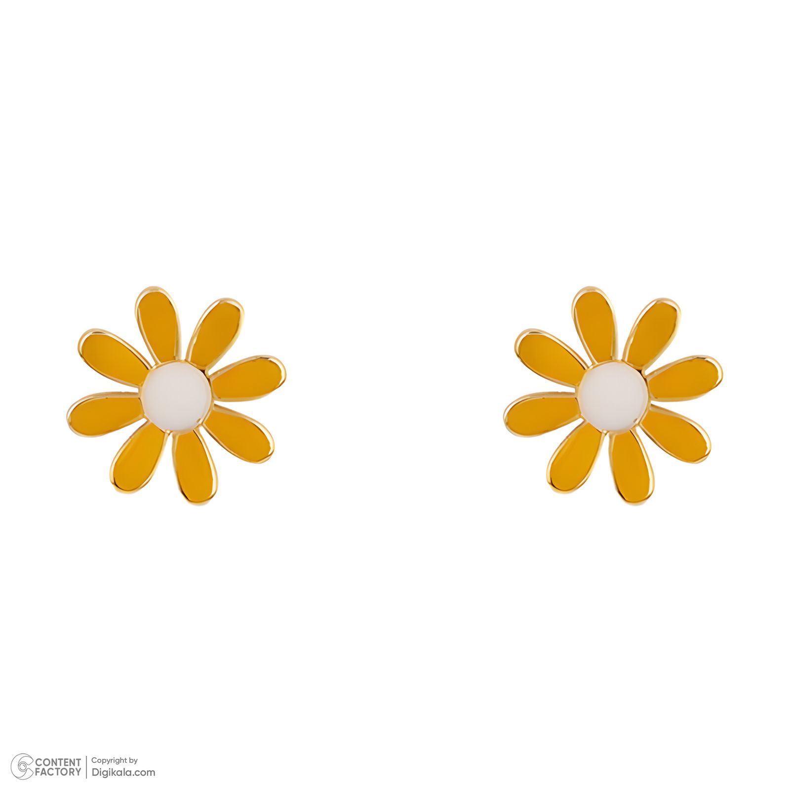 گوشواره میخی طلا 18 عیار زنانه کیا گالری مدل بابونه میناکاری کد EM409 -  - 3