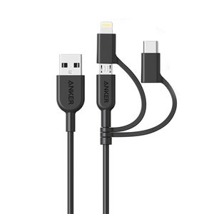 نقد و بررسی کابل تبدیل USB به لایتنینگ/USB-C/microUSB انکر مدل a8436 Power line2 طول 0.9 متر توسط خریداران