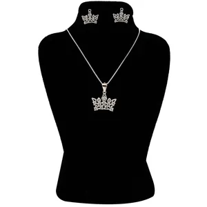 نیم ست نقره زنانه طرح تاج برف کد 001