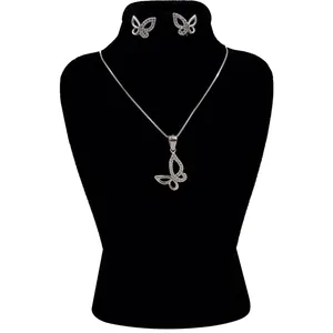 نیم ست نقره زنانه طرح پروانه کد 001