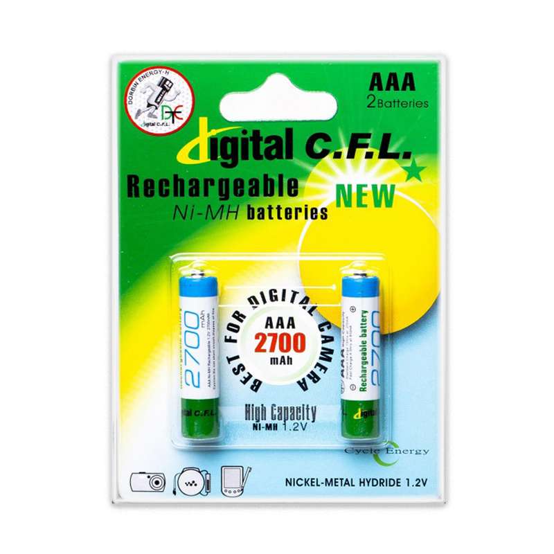باتری نیم قلمی قابل شارژ دیجیتال سی.اف.ال مدل B-2700 بسته 2 عددی باتری نیم قلمی قابل شارژ دیجیتال سی.اف.ال مدل B-2700 بسته 2 عددی