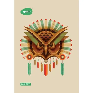 Gajco Redskin Owl Pattern 80 Sheets Chocolate Notebook