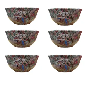 کاسه طرح گل مرغی کد 844 بسته 6 عددی