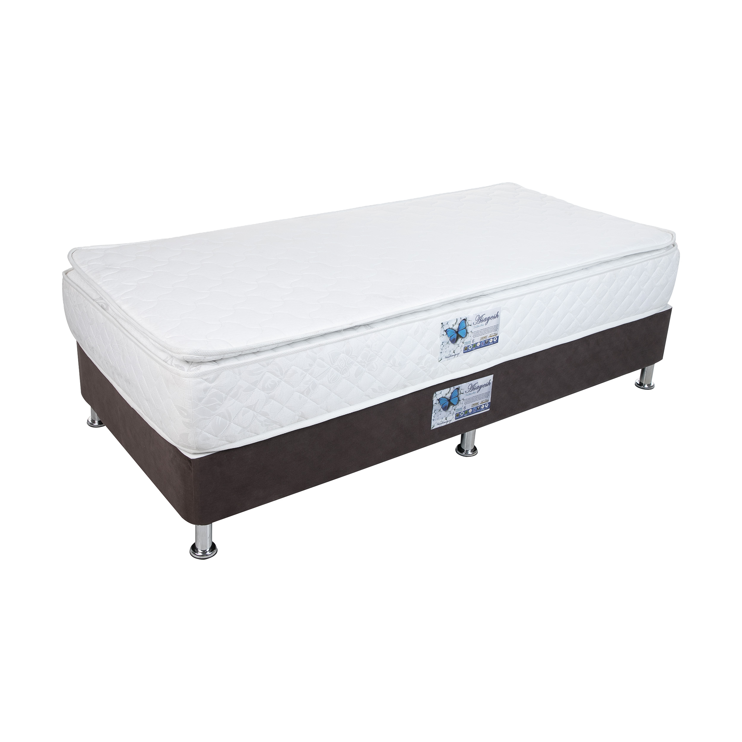 تخت خواب یک نفره آسایش باکس مدل AKA162 به همراه تشک طبی یک طرف پد سایز 200 × 120 سانتی متر