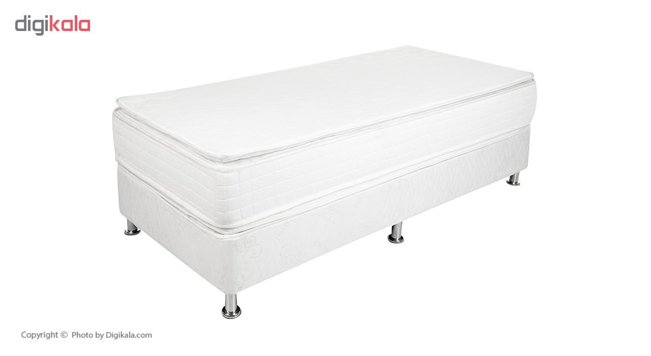 تخت خواب یک نفره آسایش باکس مدل AKA158 به همراه تشک طبی فنری دو طرف پد سایز 200 × 120 سانتی متر