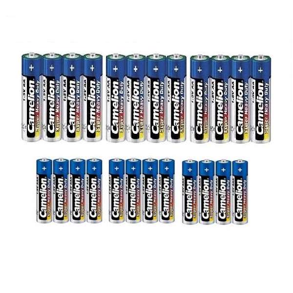 باتری قلمی و نیم قلمی کملیون مدل Super Heavy Duty بسته 24 عددی باتری قلمی و نیم قلمی کملیون مدل Super Heavy Duty بسته 24 عددی