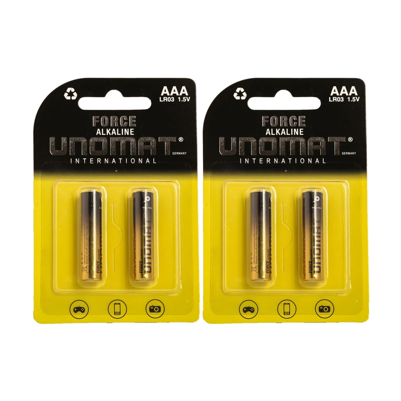 باتری نیم قلمی یونومات مدل Force Alkalaine بسته 4 عددی