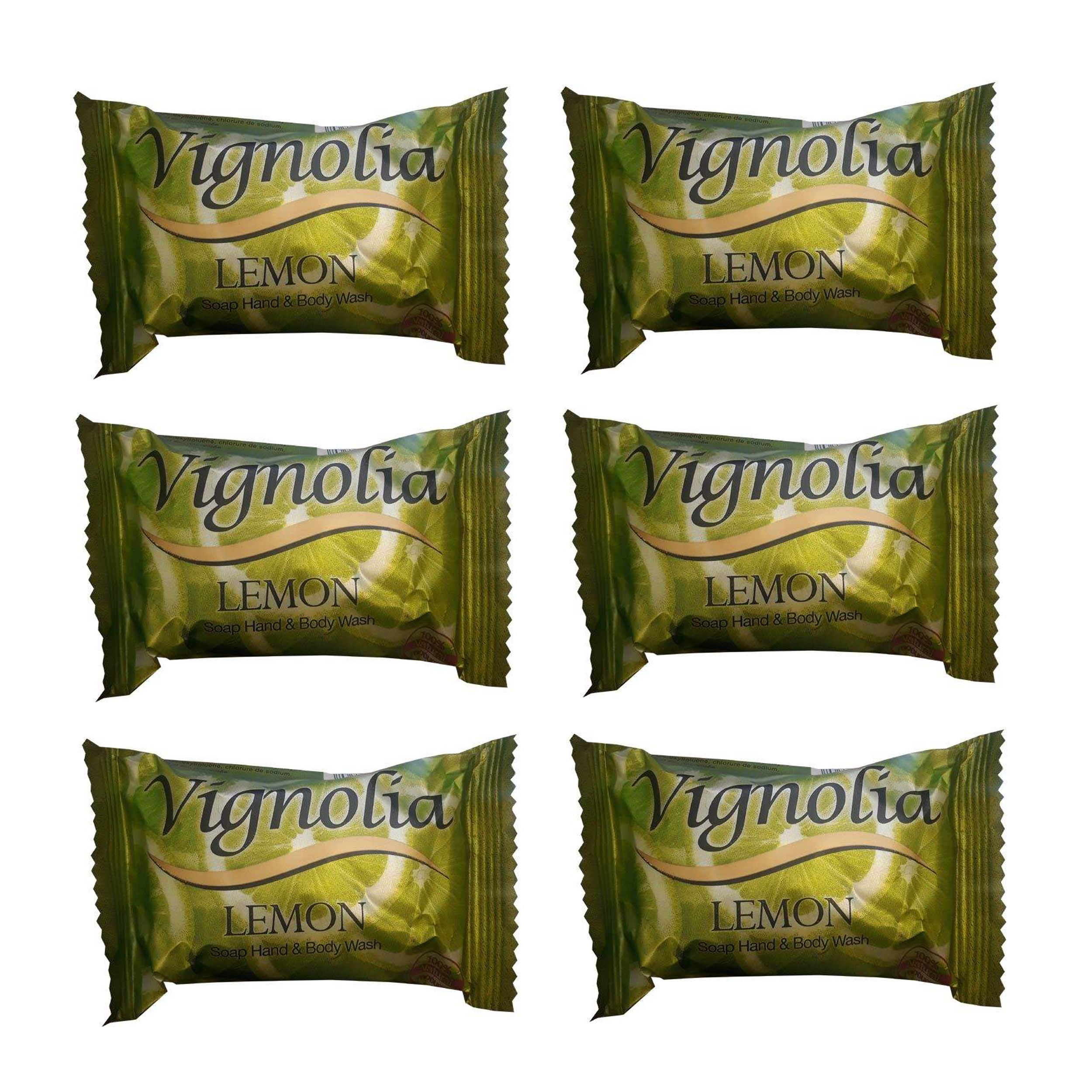 صابون شستشو ویگنولیا مدل Lemon وزن 75 گرم مجموعه 6 عددی