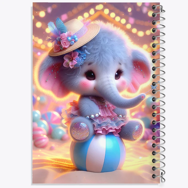 دفتر ژورنال نویسی 50 برگ خندالو مدل نقطه ای طرح فیل کیوت کد F5461