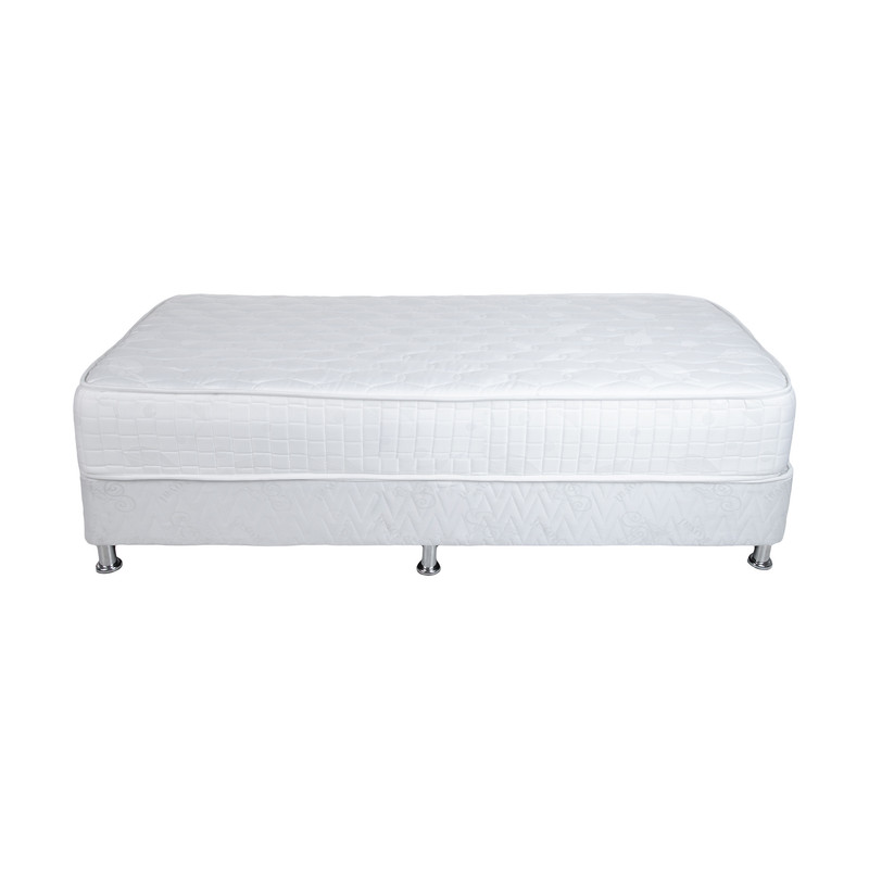 تخت خواب یک نفره آسایش باکس مدل AKA165 به همراه تشک طبی فنری مموری فوم سایز 200 × 120 سانتی متر