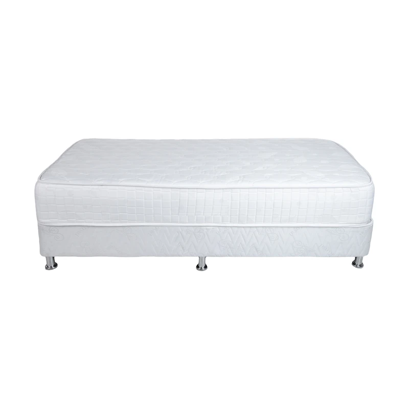 تخت خواب یک نفره آسایش باکس مدل AKA165 به همراه تشک طبی فنری مموری فوم سایز 200 × 120 سانتی متر