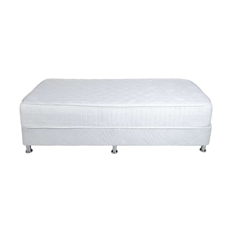 تخت خواب یک نفره آسایش باکس مدل AKA165 به همراه تشک طبی فنری مموری فوم سایز 200 × 120 سانتی متر