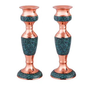  شمعدان فیروزه کوبی کد F-04 بسته دو عددی