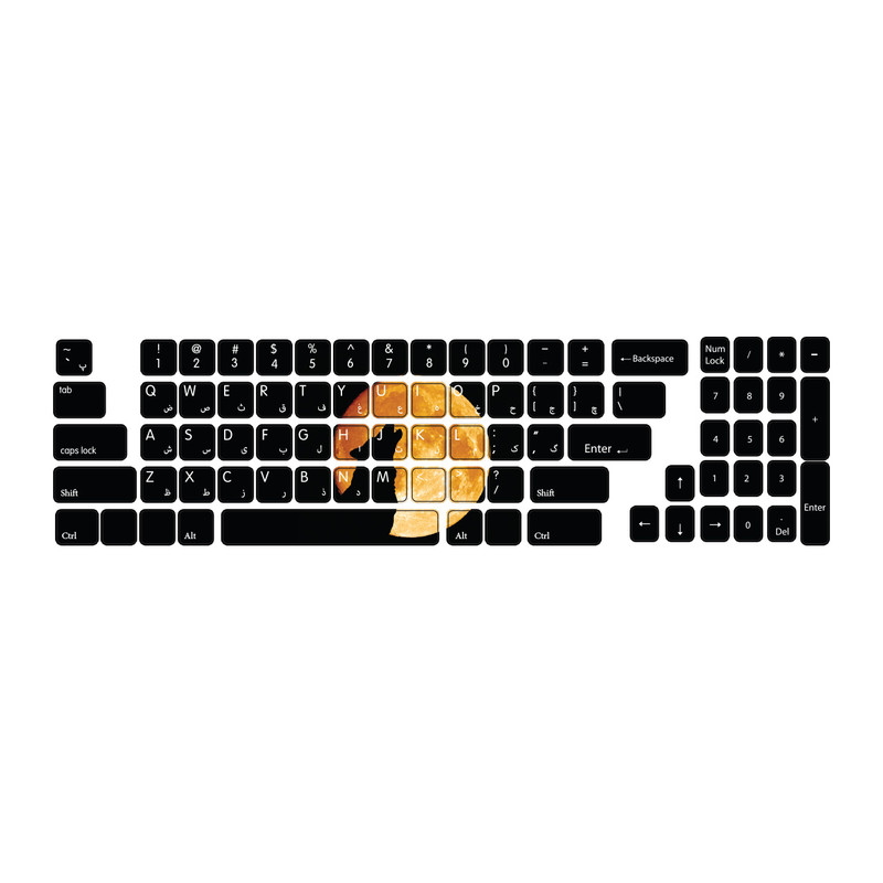 برچسب حروف فارسی کیبورد گراسیپا طرح Wolf کد 102