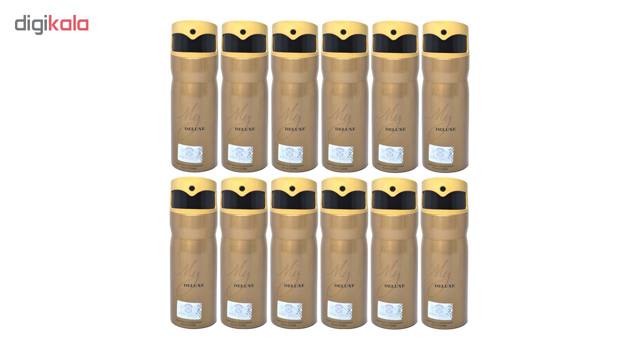اسپری خوشبو کننده بدن زنانه مای پرفیومز مدل  My Deluxe حجم 150 میلی لیتر مجموعه 12 عددی