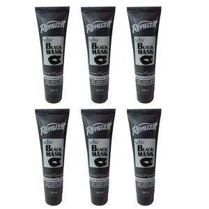 ماسک صورت رینو زیت مدل Black mask carbon active حجم 100 میلی لیتر مجموعه 6 عددی