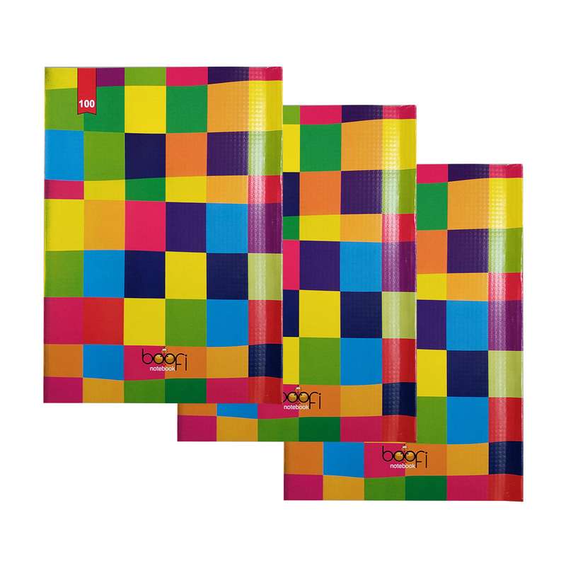 دفتر مشق 100 برگ بوفی مدل A-100 بسته 3 عددی