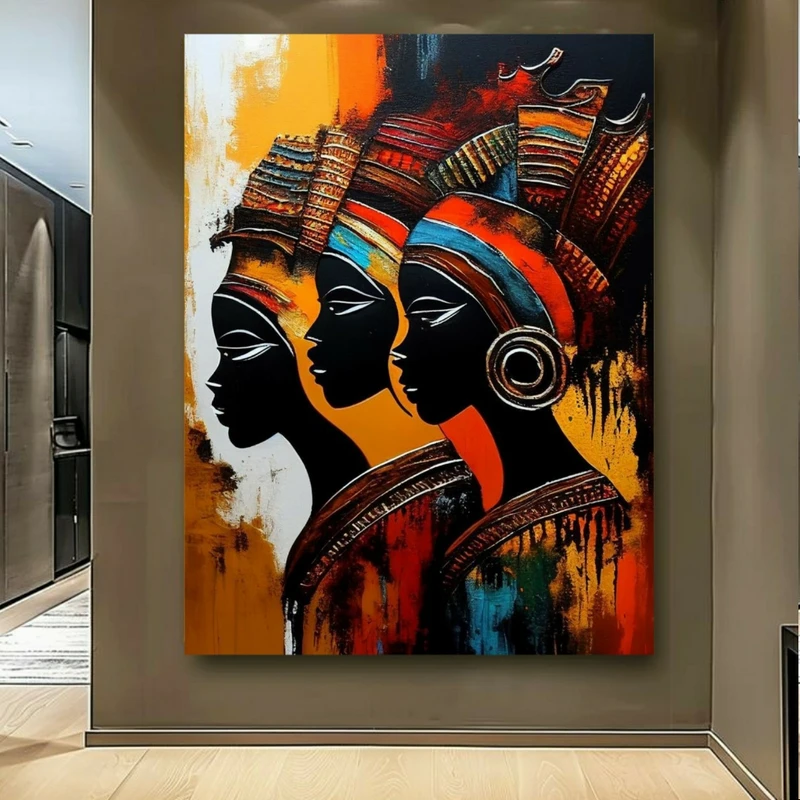 پوستر پارچه ای مخمل طرح نقاشی بومی مدل سرپوش های هنری کد BK23187