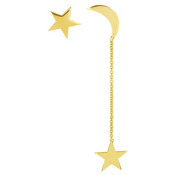 گوشواره طلا 18 عیار طرح ماه و ستاره کد UN078
