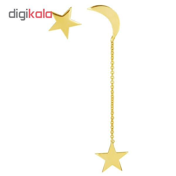 گوشواره طلا 18 عیار طرح ماه و ستاره کد UN078