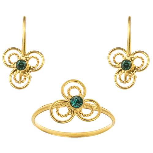 نیم ست طلا 18 عیار دخترانه طرح گل کد SK-001