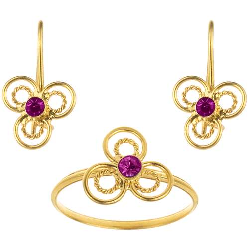 نیم ست طلا 18 عیار دخترانه طرح گل کد SK-002