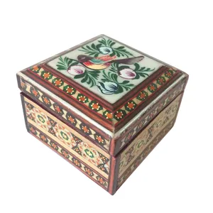 جا سکه ای خاتم کاری مدل گل و مرغ کد KH0142