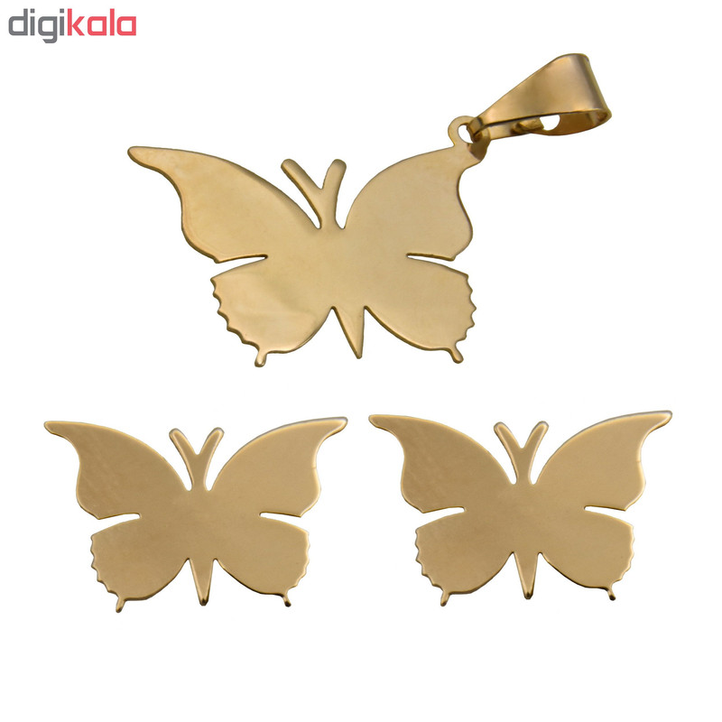 نیم ست طلا 18 عیار زنانه طرح پروانه کد 453M171
