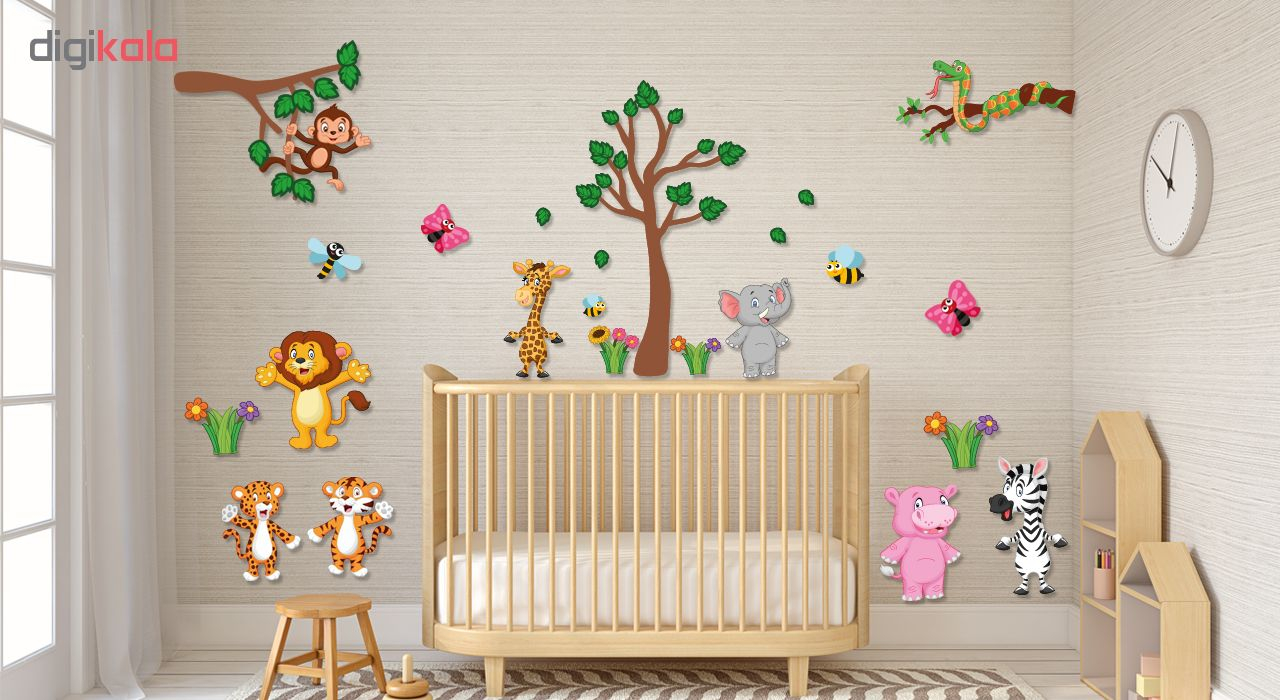 استیکر باروچین مدل حیوانات در جنگل