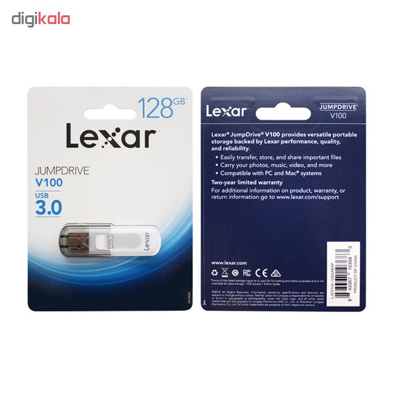 فلش مموری لکسار مدل JumpDrive V100 ظرفیت 128 گیگابایت 1