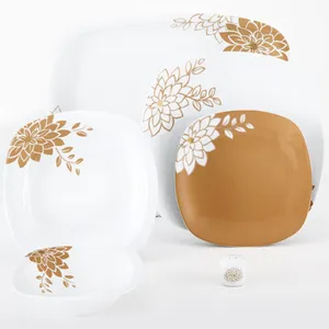 سرویس چینی 27 پارچه غذا خوری چینی زرین ایران سری کواترو مدل دالیا درجه یک